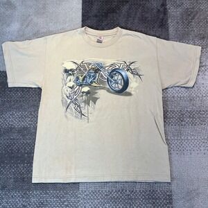 Y2K CRB Canyon River Blues Boys XL Tan Chopper Motorcycle Tribal Graphic T-Shirt